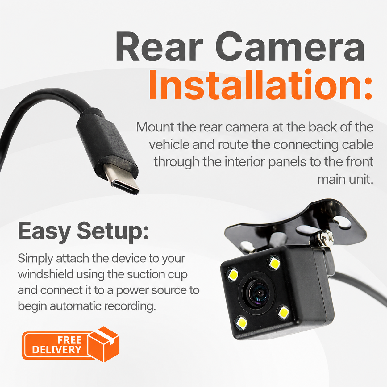 AI-Powered Wireless SmartVision™ 4CH Dash Cam with Wi-Fi, Loop Recording, G-Sensor, Dual Mount & IR Night Vision
