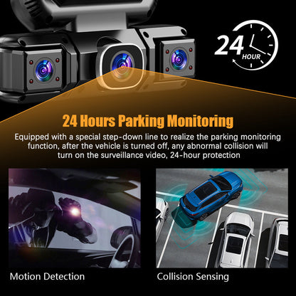 AI-Powered Wireless SmartVision™ 4CH Dash Cam with Wi-Fi, Loop Recording, G-Sensor, Dual Mount & IR Night Vision